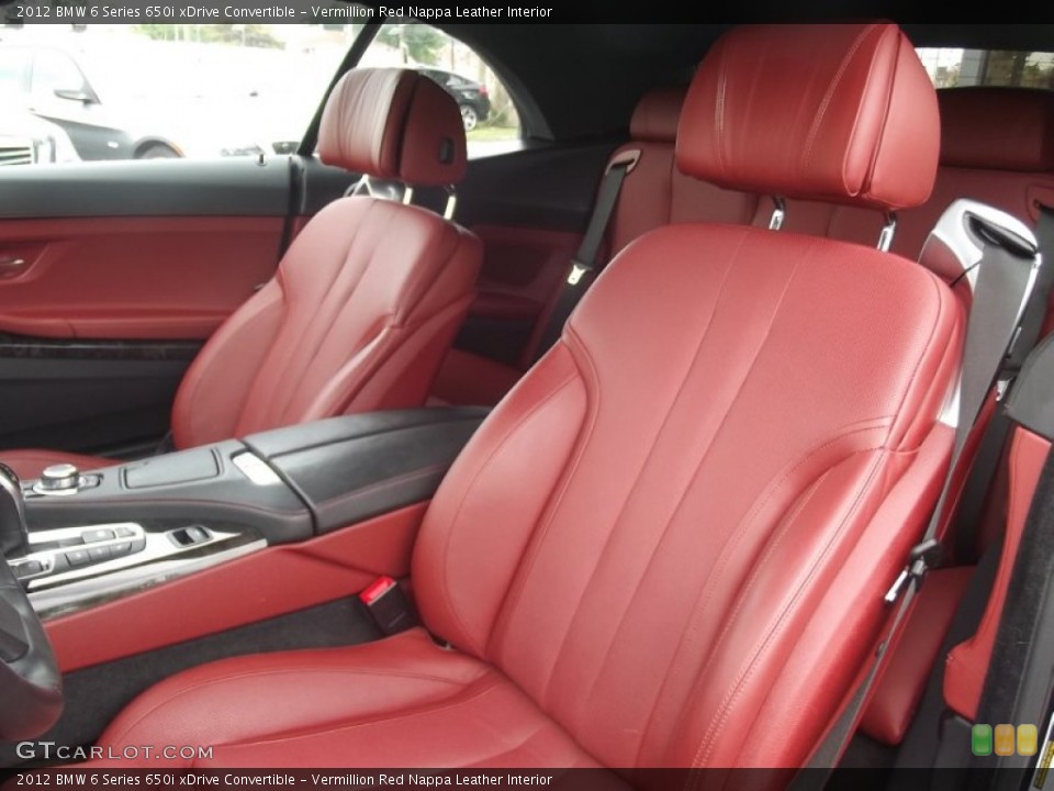 Vermillion Red Nappa Leather Interior Front Seat for the 2012 BMW 6 Series 650i xDrive Convertible #83953411