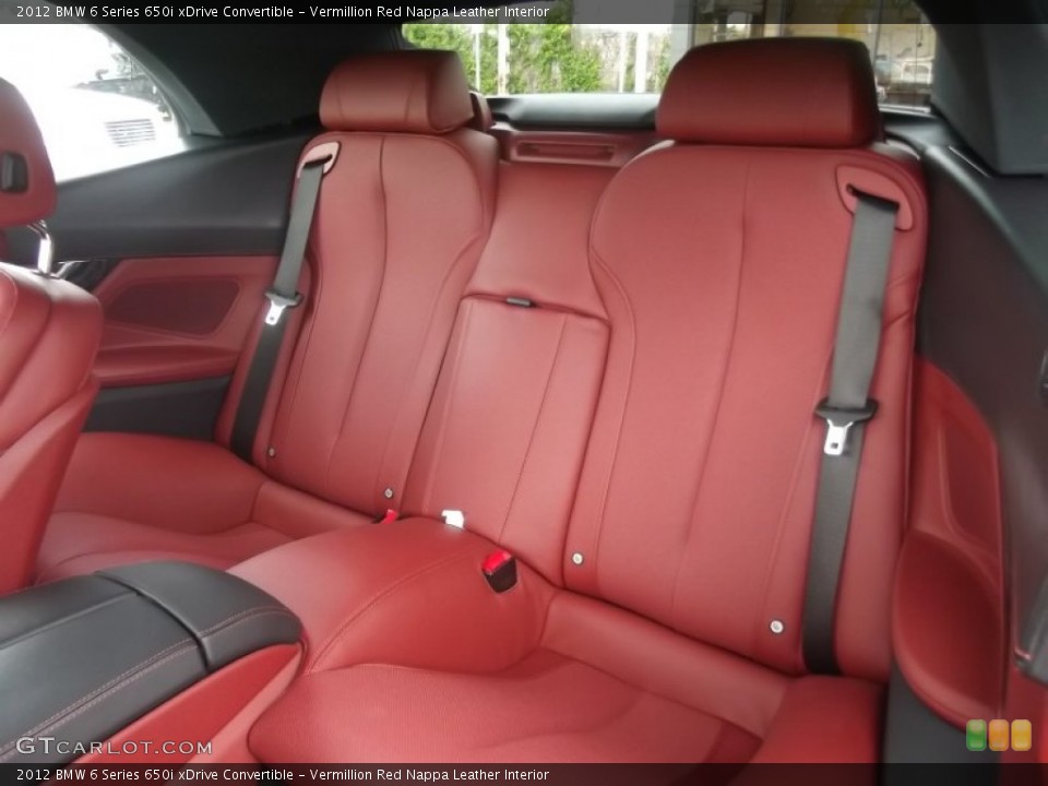 Vermillion Red Nappa Leather Interior Rear Seat for the 2012 BMW 6 Series 650i xDrive Convertible #83953420