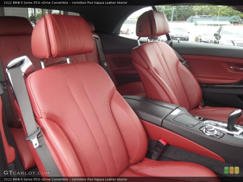 Vermillion Red Nappa Leather Interior Front Seat for the 2012 BMW 6 Series 650i xDrive Convertible #83953435