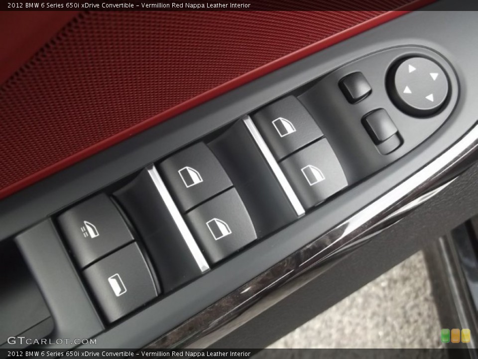 Vermillion Red Nappa Leather Interior Controls for the 2012 BMW 6 Series 650i xDrive Convertible #83953507