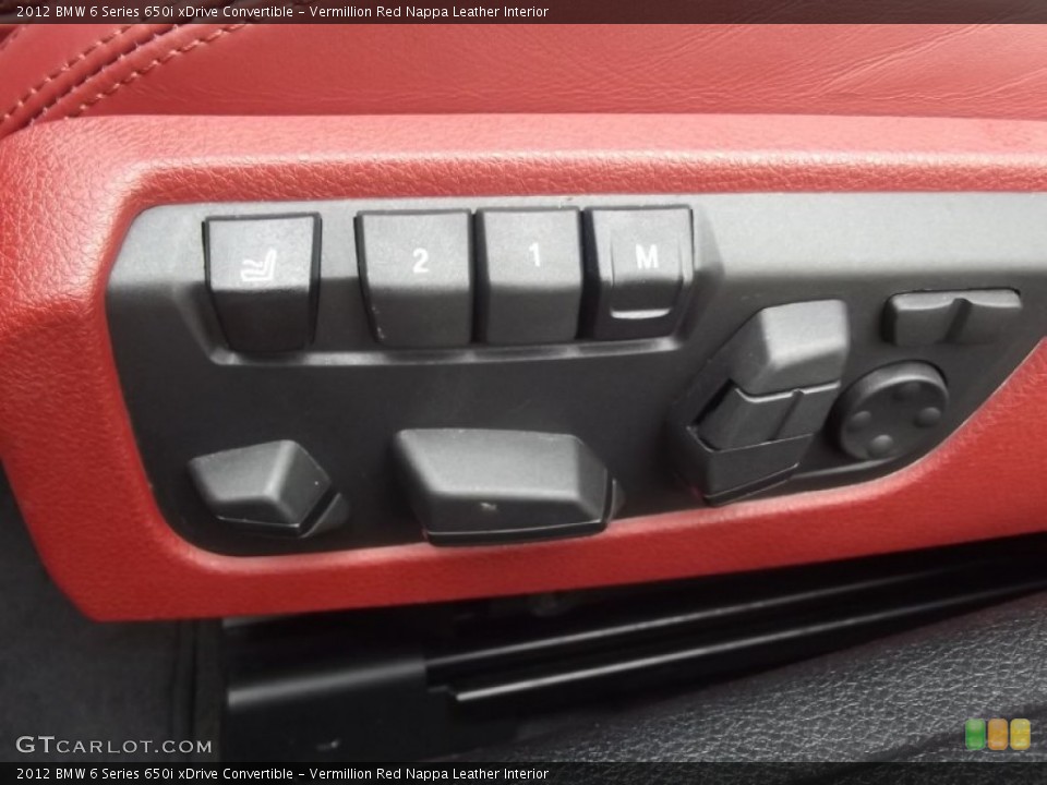 Vermillion Red Nappa Leather Interior Controls for the 2012 BMW 6 Series 650i xDrive Convertible #83953519