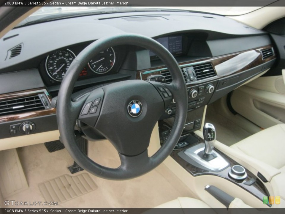 Cream Beige Dakota Leather Interior Dashboard for the 2008 BMW 5 Series 535xi Sedan #83962596