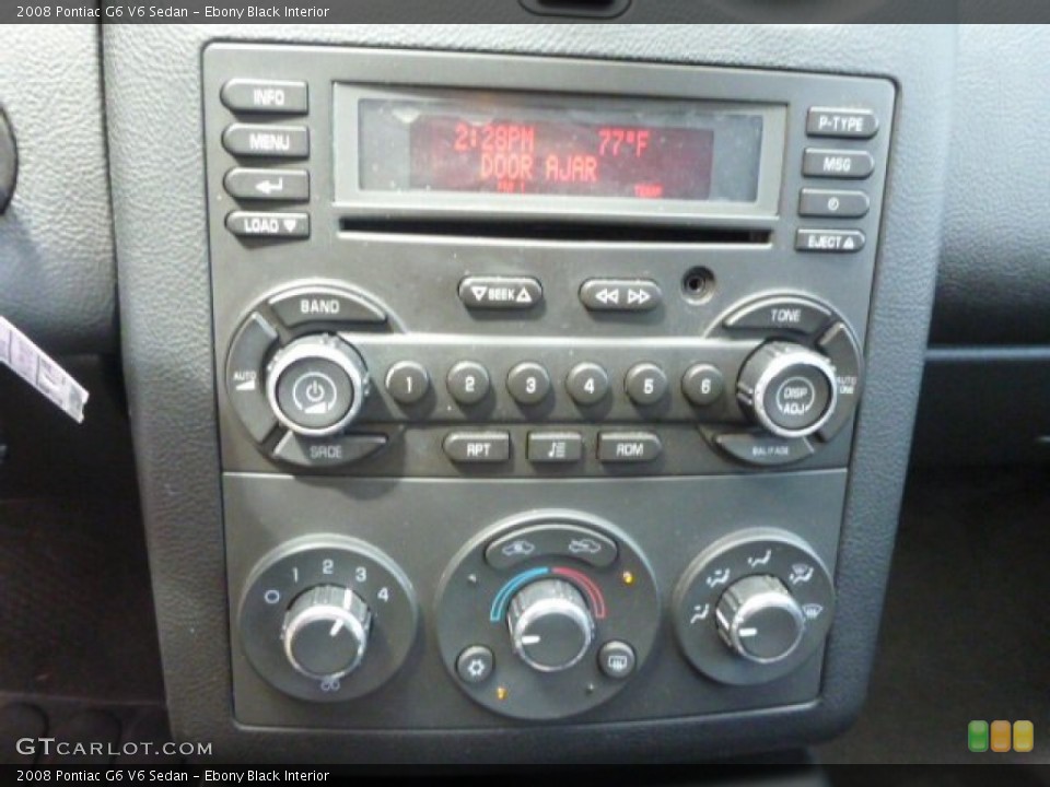 Ebony Black Interior Controls for the 2008 Pontiac G6 V6 Sedan #83978004