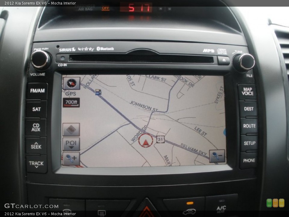 Mocha Interior Navigation for the 2012 Kia Sorento EX V6 #84043961