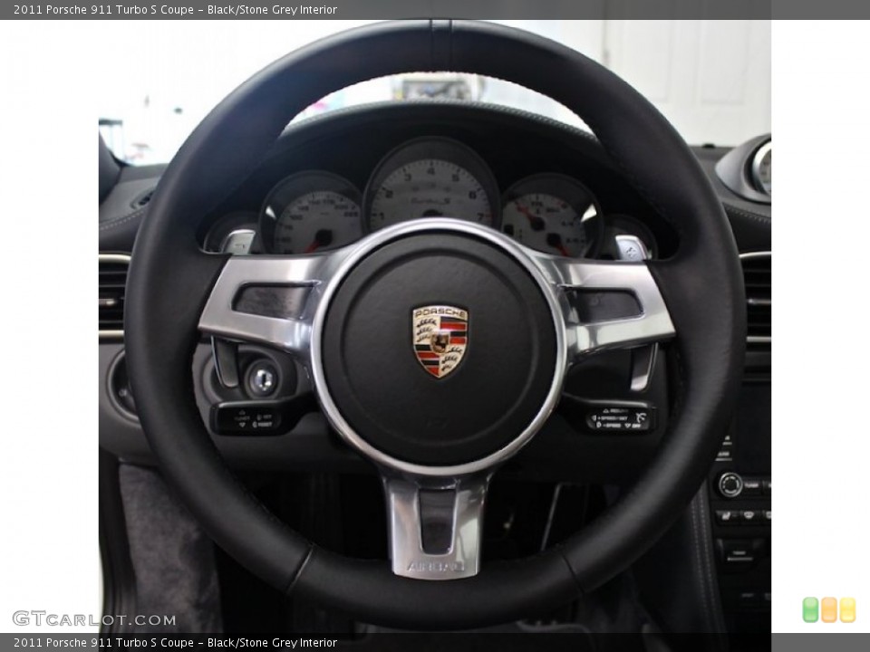 Black/Stone Grey Interior Steering Wheel for the 2011 Porsche 911 Turbo S Coupe #84063044
