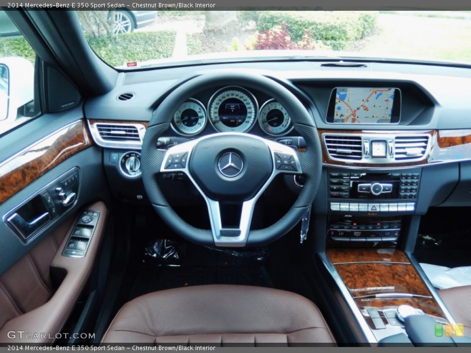 Chestnut Brown/Black Interior Dashboard for the 2014 Mercedes-Benz E 350 Sport Sedan #84064118