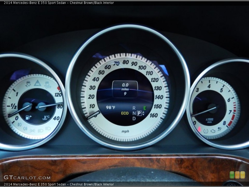 Chestnut Brown/Black Interior Gauges for the 2014 Mercedes-Benz E 350 Sport Sedan #84064142