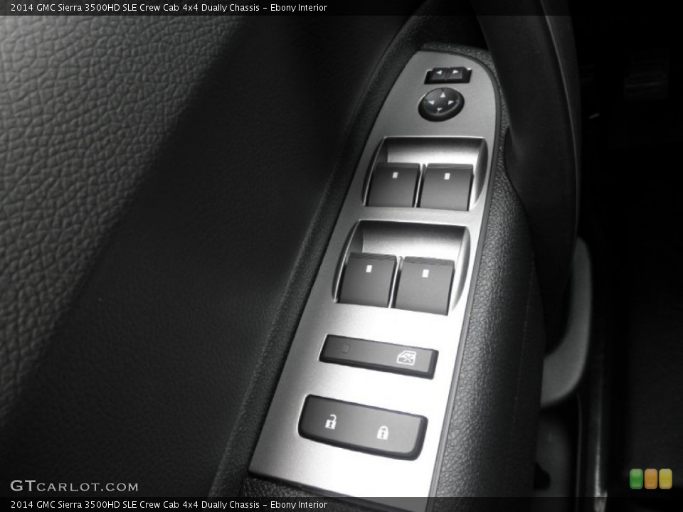 Ebony Interior Controls for the 2014 GMC Sierra 3500HD SLE Crew Cab 4x4 Dually Chassis #84075398