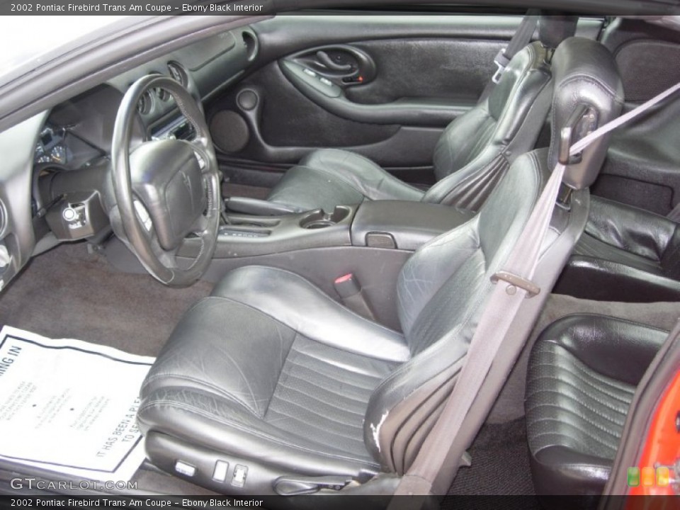 Ebony Black Interior Photo for the 2002 Pontiac Firebird Trans Am Coupe #84104204