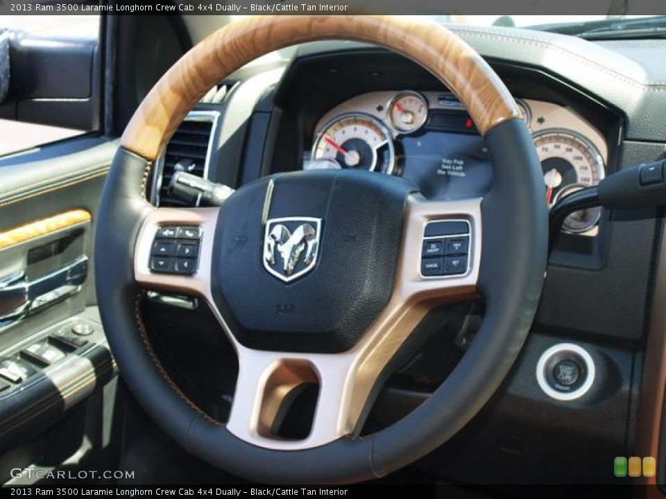 Black/Cattle Tan Interior Steering Wheel for the 2013 Ram 3500 Laramie Longhorn Crew Cab 4x4 Dually #84157158