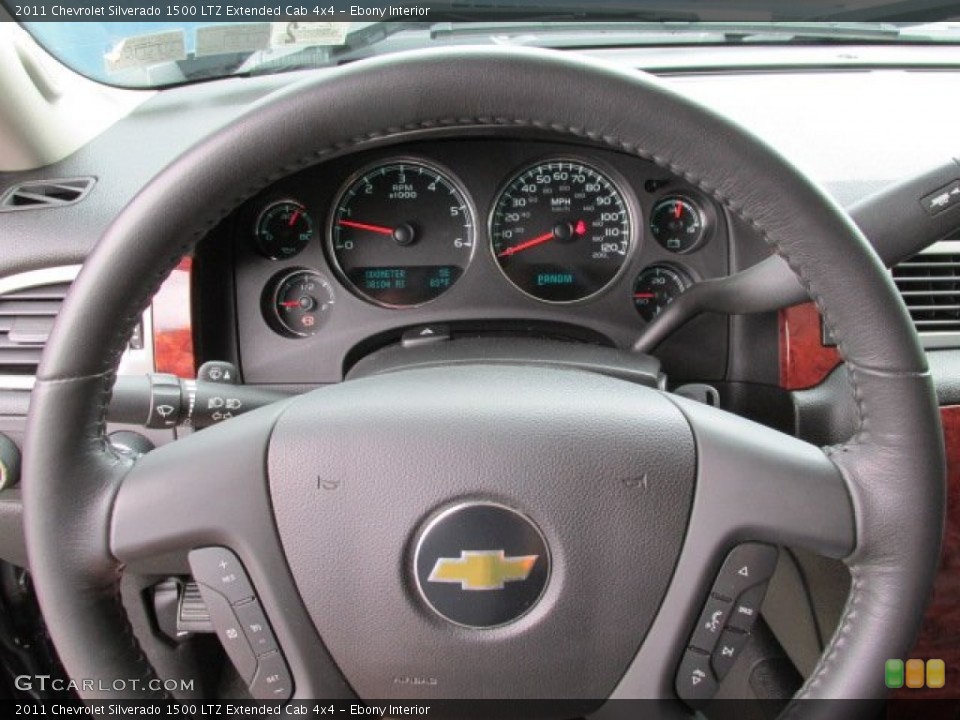 Ebony Interior Steering Wheel for the 2011 Chevrolet Silverado 1500 LTZ Extended Cab 4x4 #84173286