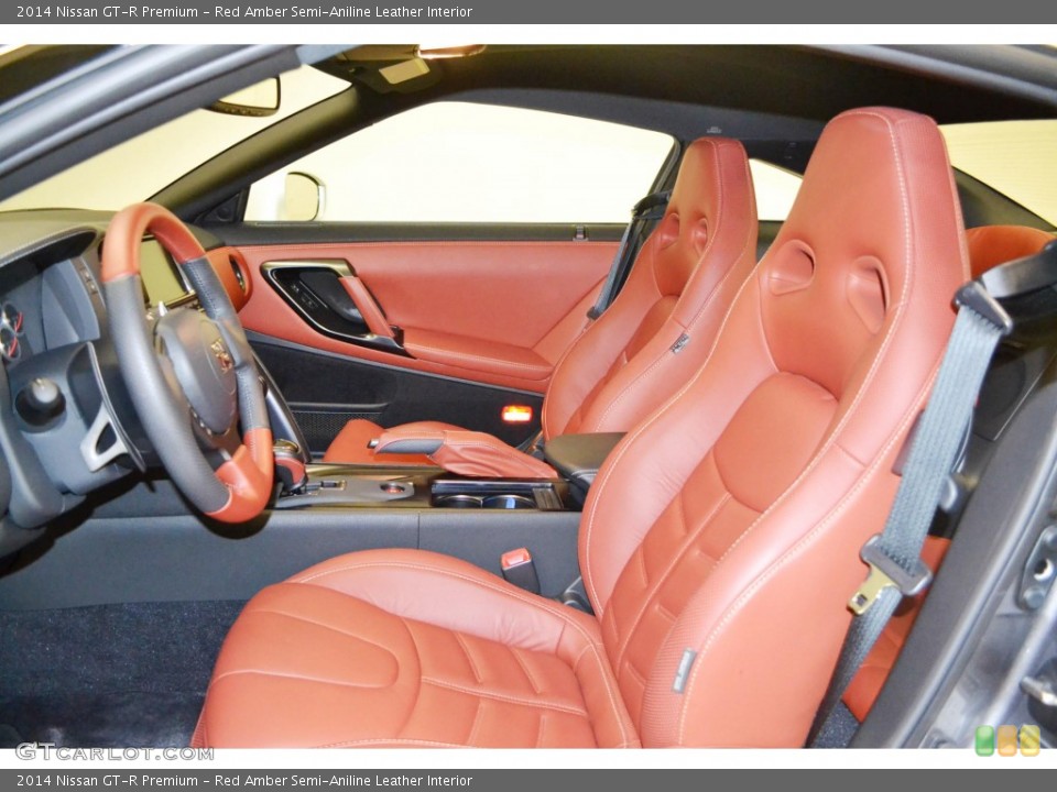 Red Amber Semi-Aniline Leather Interior Front Seat for the 2014 Nissan GT-R Premium #84394206