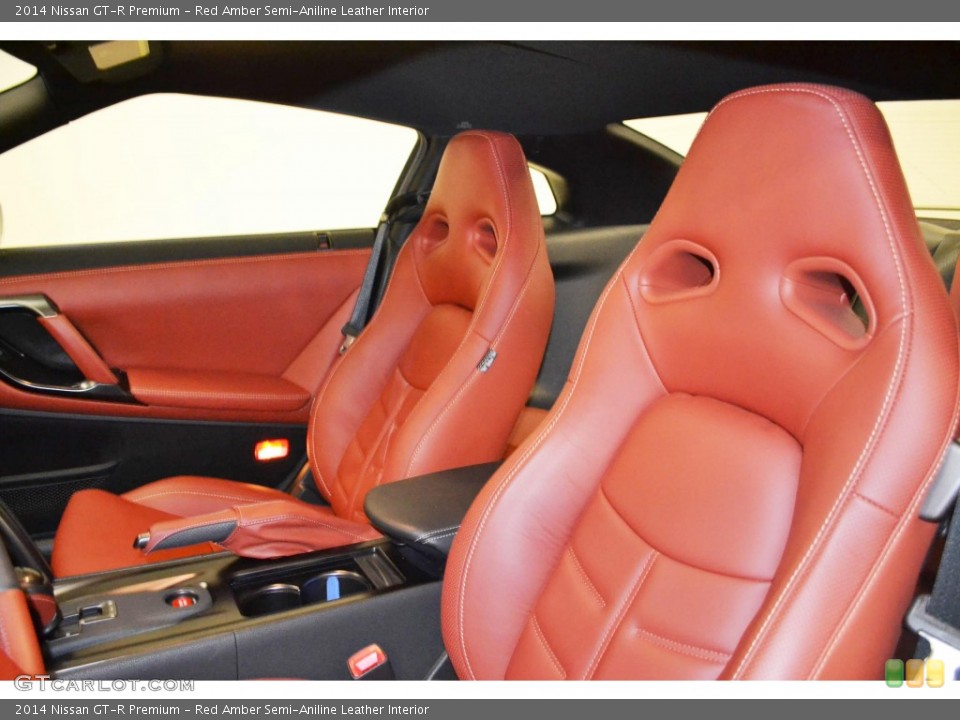 Red Amber Semi-Aniline Leather Interior Front Seat for the 2014 Nissan GT-R Premium #84394254