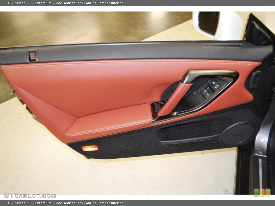 Red Amber Semi-Aniline Leather Interior Door Panel for the 2014 Nissan GT-R Premium #84394350