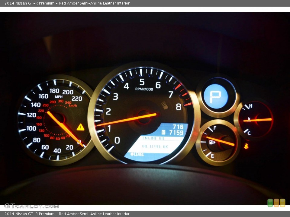 Red Amber Semi-Aniline Leather Interior Gauges for the 2014 Nissan GT-R Premium #84394551