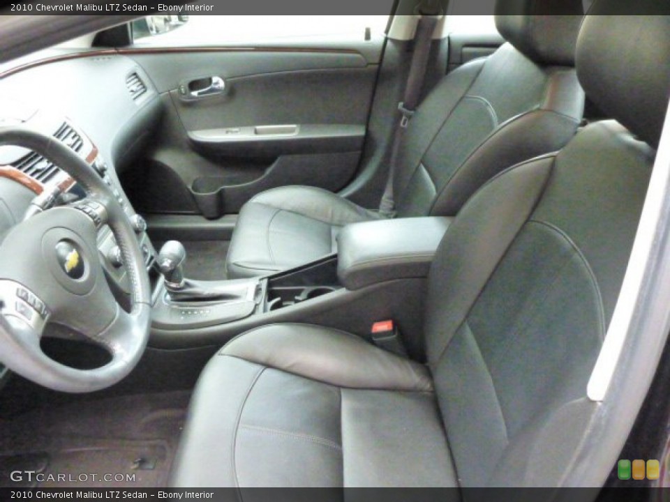 Ebony Interior Front Seat for the 2010 Chevrolet Malibu LTZ Sedan #84404843