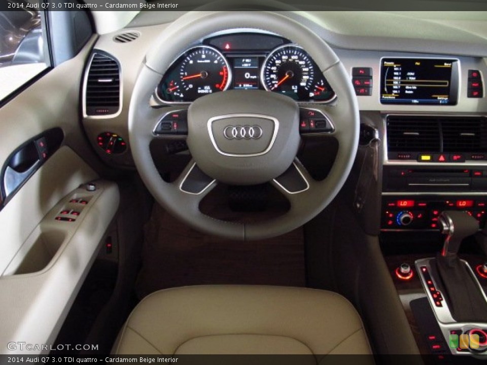 Cardamom Beige Interior Steering Wheel for the 2014 Audi Q7 3.0 TDI quattro #84416765