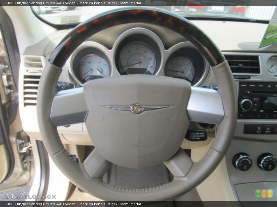 Medium Pebble Beige/Cream Interior Steering Wheel for the 2008 Chrysler Sebring Limited AWD Sedan #84438884