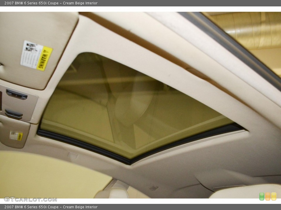 Cream Beige Interior Sunroof for the 2007 BMW 6 Series 650i Coupe #84465563
