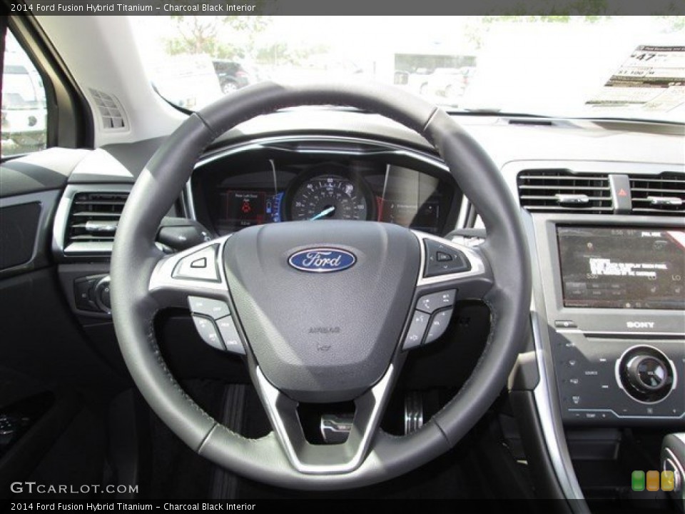 Charcoal Black Interior Steering Wheel for the 2014 Ford Fusion Hybrid Titanium #84468092