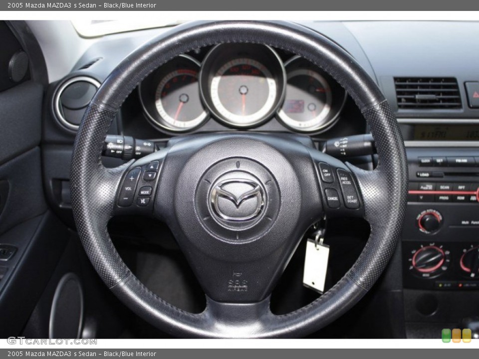 Black/Blue Interior Steering Wheel for the 2005 Mazda MAZDA3 s Sedan #84493059