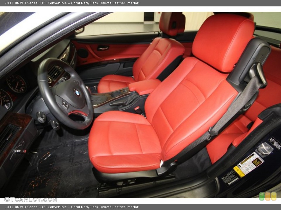 Coral Red/Black Dakota Leather Interior Front Seat for the 2011 BMW 3 Series 335i Convertible #84506637