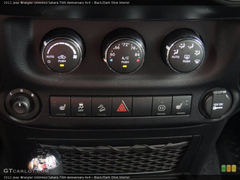 Black/Dark Olive Interior Controls for the 2011 Jeep Wrangler Unlimited Sahara 70th Anniversary 4x4 #84577108