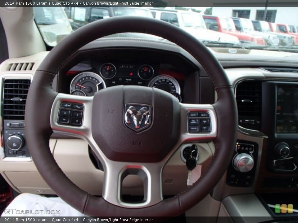 Canyon Brown/Light Frost Beige Interior Steering Wheel for the 2014 Ram 1500 Laramie Quad Cab 4x4 #84590332