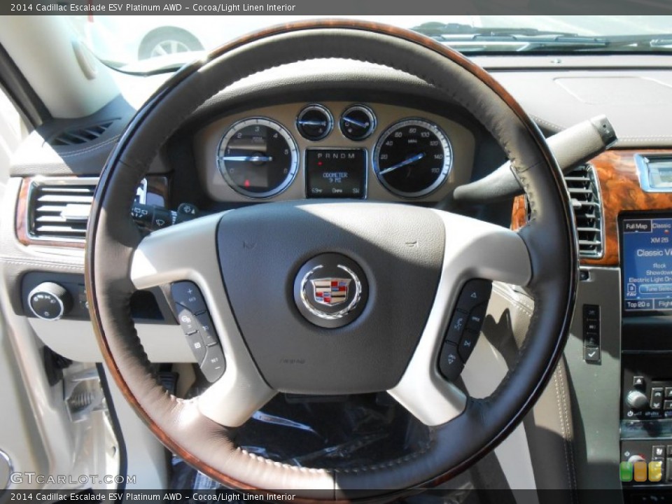 Cocoa/Light Linen Interior Steering Wheel for the 2014 Cadillac Escalade ESV Platinum AWD #84597758