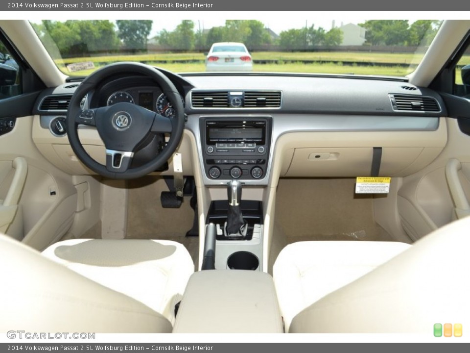 Cornsilk Beige Interior Dashboard for the 2014 Volkswagen Passat 2.5L Wolfsburg Edition #84605764