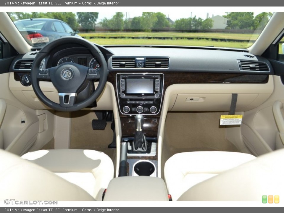 Cornsilk Beige Interior Dashboard for the 2014 Volkswagen Passat TDI SEL Premium #84605896