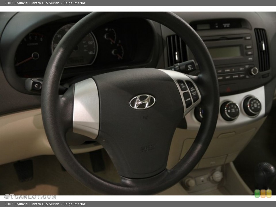 Beige Interior Steering Wheel for the 2007 Hyundai Elantra GLS Sedan #84664637