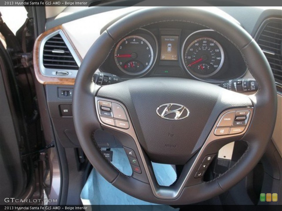 Beige Interior Steering Wheel for the 2013 Hyundai Santa Fe GLS AWD #84721180