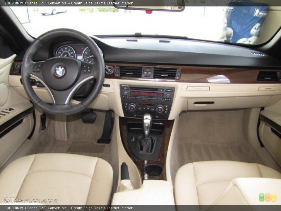 Cream Beige Dakota Leather Interior Dashboard for the 2009 BMW 3 Series 328i Convertible #84769169