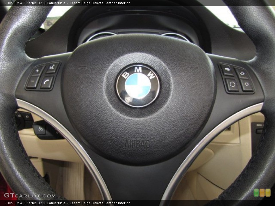 Cream Beige Dakota Leather Interior Steering Wheel for the 2009 BMW 3 Series 328i Convertible #84769532