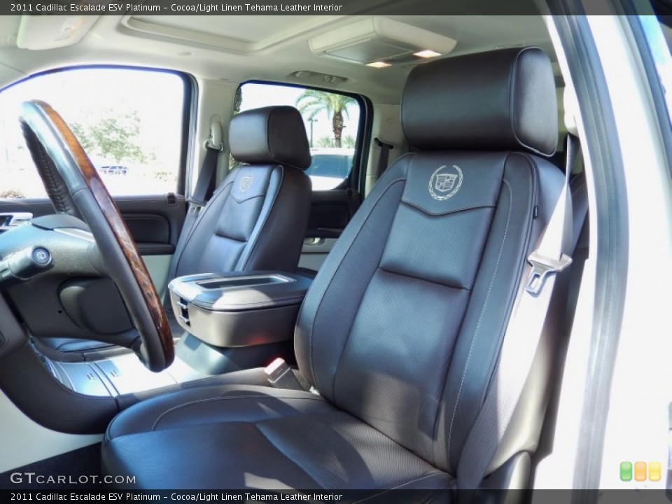 Cocoa/Light Linen Tehama Leather Interior Front Seat for the 2011 Cadillac Escalade ESV Platinum #84812075