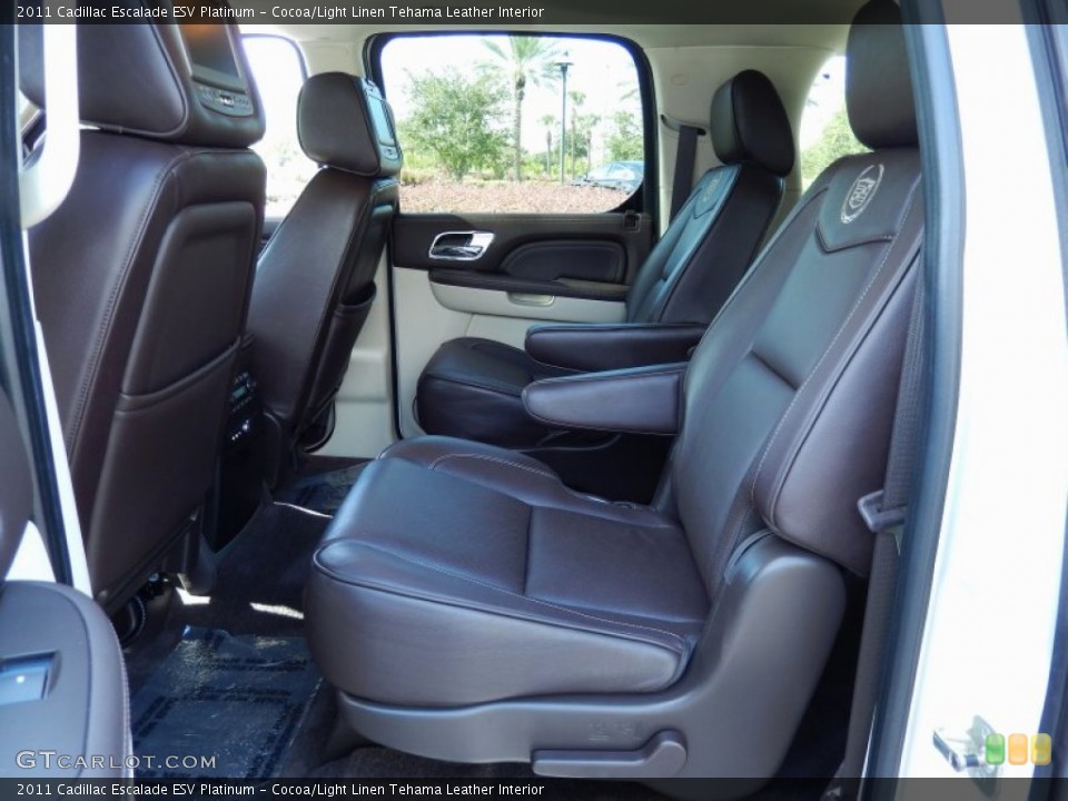 Cocoa/Light Linen Tehama Leather Interior Rear Seat for the 2011 Cadillac Escalade ESV Platinum #84812124