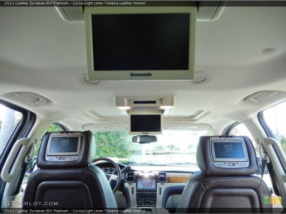 Cocoa/Light Linen Tehama Leather Interior Entertainment System for the 2011 Cadillac Escalade ESV Platinum #84812250