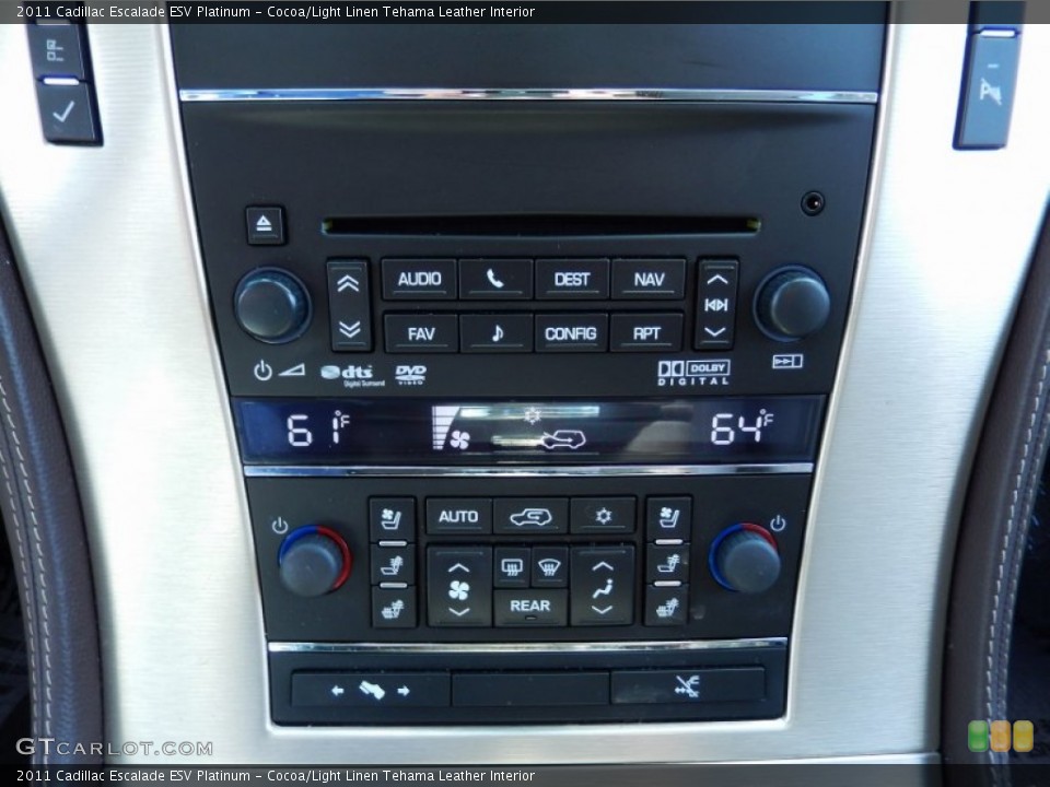 Cocoa/Light Linen Tehama Leather Interior Controls for the 2011 Cadillac Escalade ESV Platinum #84812376