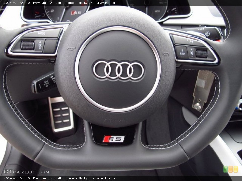 Black/Lunar Silver Interior Steering Wheel for the 2014 Audi S5 3.0T Premium Plus quattro Coupe #84818064