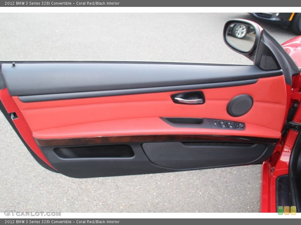 Coral Red/Black Interior Door Panel for the 2012 BMW 3 Series 328i Convertible #84848199