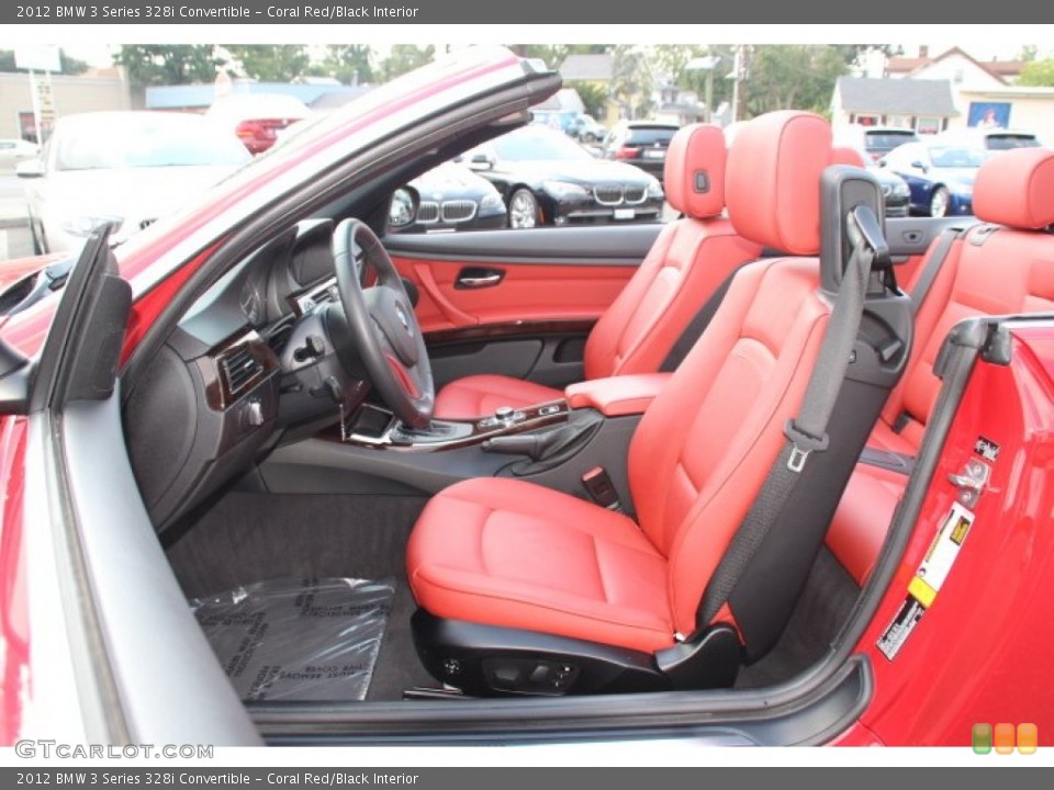 Coral Red/Black Interior Front Seat for the 2012 BMW 3 Series 328i Convertible #84848245