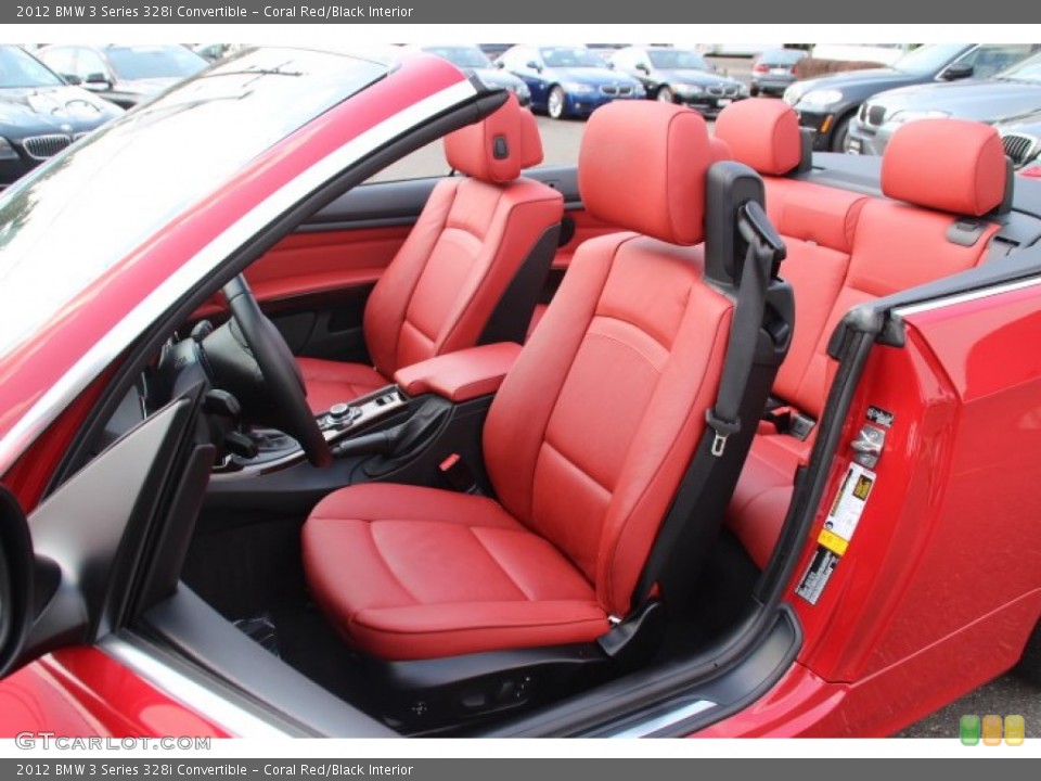 Coral Red/Black Interior Front Seat for the 2012 BMW 3 Series 328i Convertible #84848271