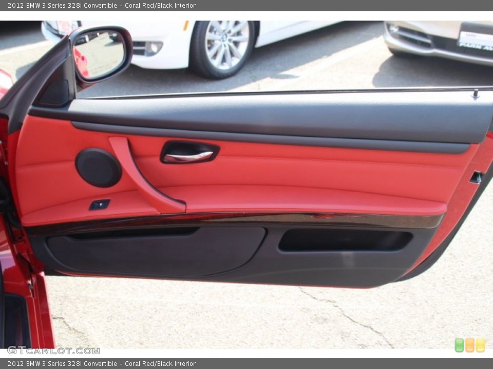 Coral Red/Black Interior Door Panel for the 2012 BMW 3 Series 328i Convertible #84848490