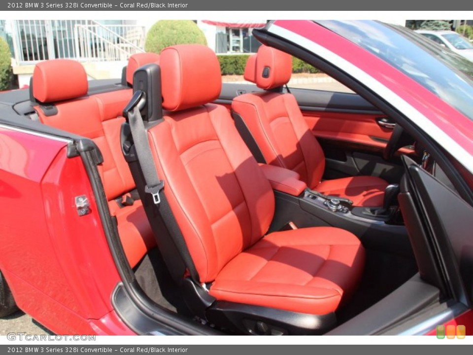 Coral Red/Black Interior Front Seat for the 2012 BMW 3 Series 328i Convertible #84848584