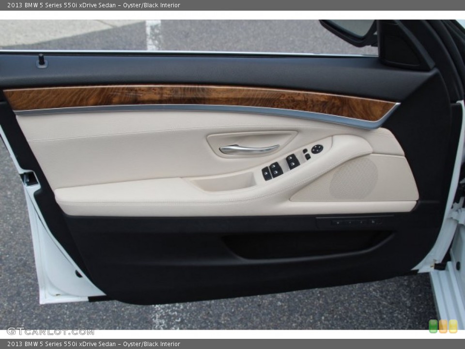 Oyster/Black Interior Door Panel for the 2013 BMW 5 Series 550i xDrive Sedan #84850236