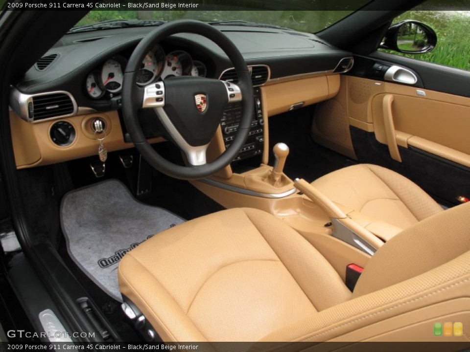 Black/Sand Beige Interior Prime Interior for the 2009 Porsche 911 Carrera 4S Cabriolet #84853368