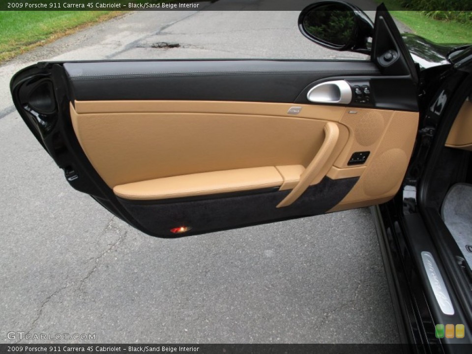 Black/Sand Beige Interior Door Panel for the 2009 Porsche 911 Carrera 4S Cabriolet #84853386
