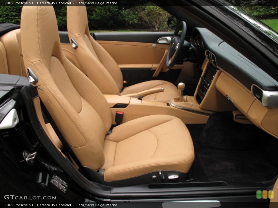Black/Sand Beige Interior Front Seat for the 2009 Porsche 911 Carrera 4S Cabriolet #84853433