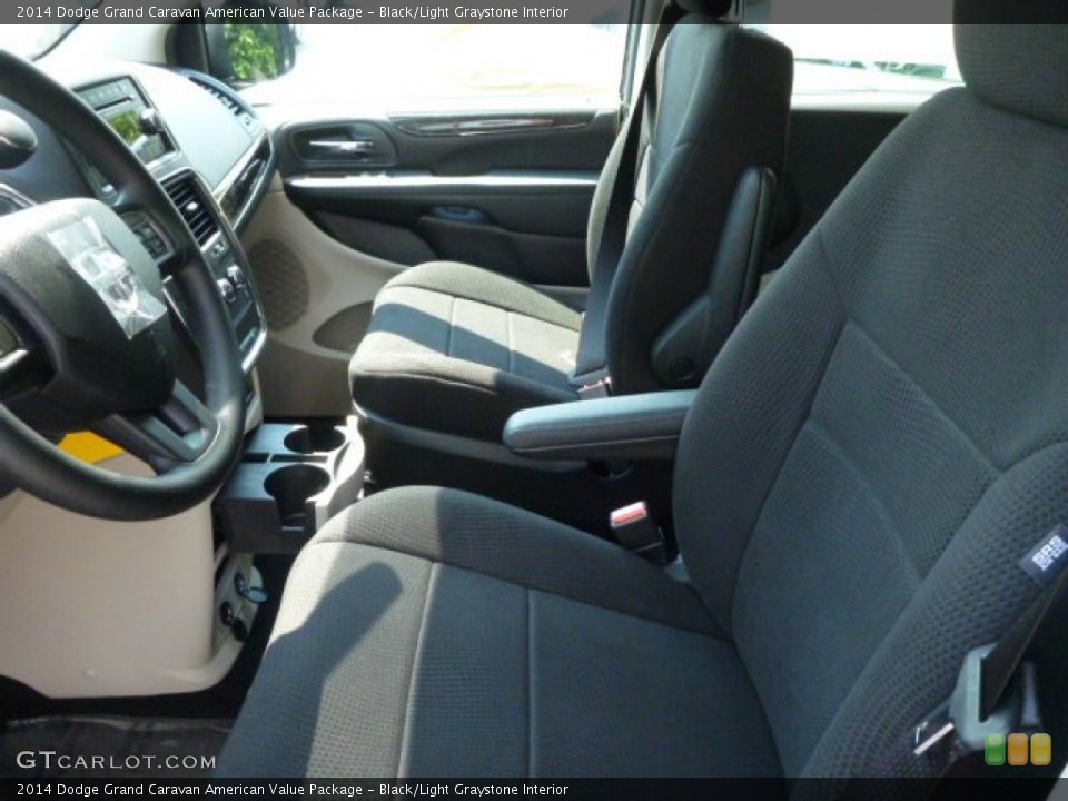 Black/Light Graystone Interior Front Seat for the 2014 Dodge Grand Caravan American Value Package #84857148